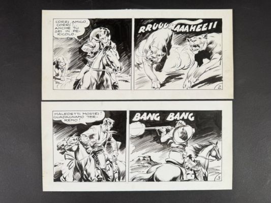 Galleppini, Aurelio (Galep) - 2 Original page - Tex - Serie Gila - Il Folle Vindex - 1957 | Catawiki
