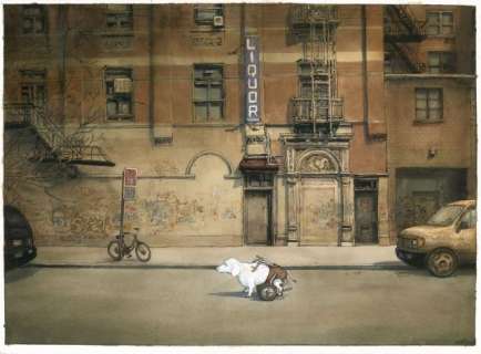 Nicolas de Crecy (Né En 1966) Le Fantôme Du Chien Handicape, 2013 - Dans la petite rue jouxtant la sortie des artistes du Canidé Central Théater