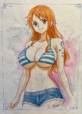 Fang Daniel - 1 Original colour drawing - One Piece - Nami – Summer Breeze - 2026 | Catawiki