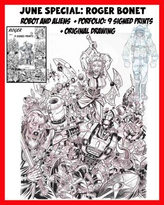 Roger Bonet | June special: Original art: Robots and Aliens + Portafolio (9 prints signed + Original drawing) – Roger | Origin Of Comics