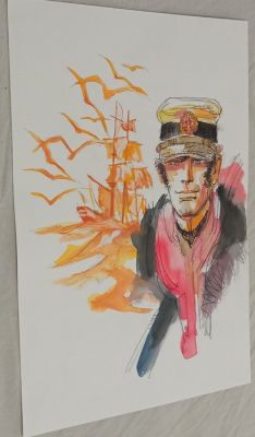 Vercelli, Gino - 1 Original colour drawing - Corto Maltese - Omaggio a Hugo Pratt | Catawiki