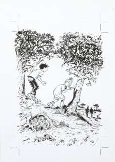 Jan Bosschaert (°1957) | Geduvel op de Heide. Originele tekening van de ex-libris die speciaal getekend werd voor het album.... | Bernaerts