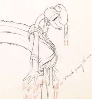 Moose Hunters Donald Duck Animation Drawing (Walt Disney, 1937).  Donald Duck is the back-end of a Moose - | Heritage