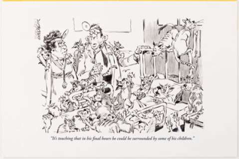 Bruce Bolinger - One Panel Gag Illustration Original Art (Undated). A great gag panel for Cat-Lovers! Produced -