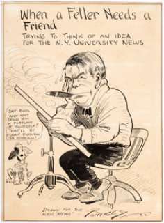 Clare Briggs When A Fella Needs A Friend Self Portrait Specialty Illustration Original Art (NY University News, - | Heritage