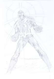 Samuel Clarke Hawbaker - Black Bolt Sketch Original Art (undated). The mute King of the Inhumans unleashes his -