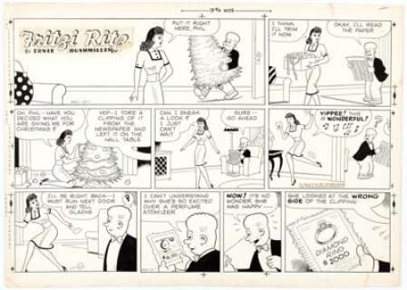 Ernie Bushmiller Fritzi Ritz Sunday Comic Strip Original dated 12-21-52(United, 1952).... | Heritage