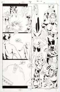 Stephen Sadowski and Michael Bair JSA #9 Page 17 Original Art (DC, 2000). Great page featuring Sentinel, Atom-Smasher, -