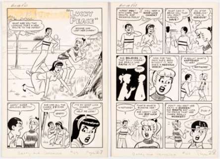 Dan DeCarlo Archie’s Girls Betty & Veronica #49 Complete 6-Page Story "Lucky Peace" Original Art (Archie, 1960).... (Total: 6 Original Art) | Heritage