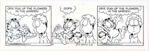 Jim Davis Garfield Daily Comic Strip Original Art dated 2-8- 01 (United Feature Syndicate, 2001).... | Heritage