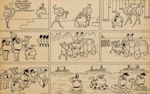 Otto Soglow The Little King Sunday Comic Strip Original Art dated 12-25-38 (King Features Syndicate, 1938). Never -
