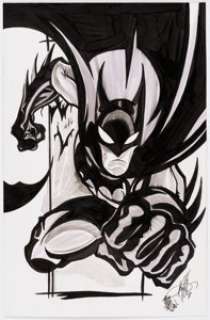 Buz Hasson and Ken Haeser - Batman Specialty Illustration Original Art (c. 2010s). A great Batman piece by tattoo -