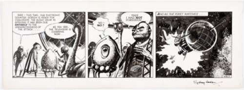 Sydney Jordan Jeff Hawke Daily Comic Strip Original Art Episode H807 (Express Newspapers, 1956). Jordan‘s British -