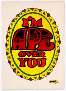 Robert Crumb Monster Greeting Cards Original Art (Topps Co., Inc., 1965).  "I’m Ape over You," reads the - | Heritage