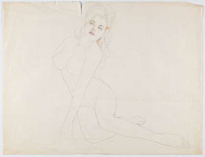 Alberto Vargas - Nude Woman Sketch Original Art (undated). The basic layout and linework by master painter Alberto - | Heritage