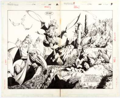Rags Morales - Forgotten Realms Comic Book #8 Double Splash Page 2-3 Original Art (DC, 1990).