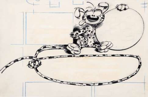Franquin | Le Marsupilami, illustration au pinceau à… | AZ auction