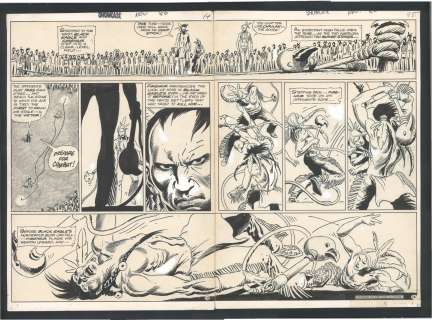 Joe Kubert - + Joe Kubert Penciled + Inked Double-Page Spread - 1969 Firehair Battle Page Issue Showcase #86 Page 13 And 14 Dps
