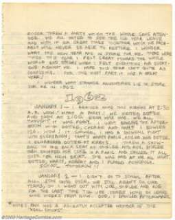 Robert Crumb - Original Journal Page (1962). "I wonder what strange adventures lie in store for me in - | Heritage