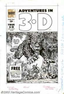 Howard Nostrand - Production Cover Art for Adventures in 3-D #1 (Harvey, 1953). An intense cover designed to take - | Heritage