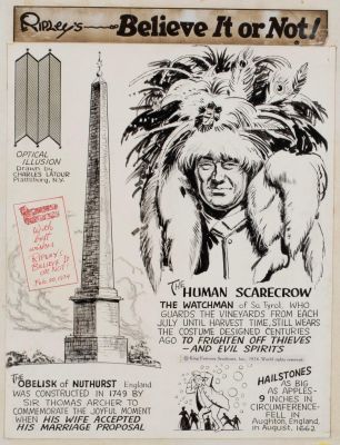 1974 RIPLEY’S BELIEVE IT OR NOT COMIC STRIP ORIGINAL ART | misc / divers