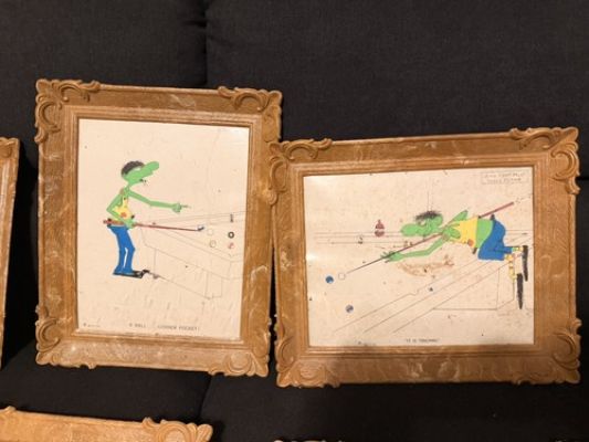 Vintage 1966 Screenprint Cartoon M.C. McKie Series Set Of 6 Pool Monster | eBay US (Buy It Now)