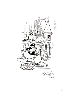 Andrea Freccero | Anders And farlig kurs (2017), original | ComicArt.dk