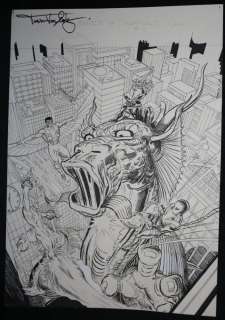 Trevor Von Eeden - contest of champions #4 variant cover - falcon and black panther vs. Fin fang foom - 2016 signed