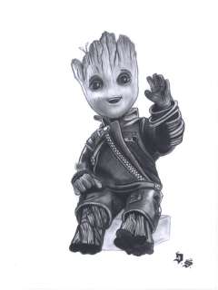 Diego Septiembre | Original Charcoal And Graphite Drawing  - Baby Groot | Catawiki