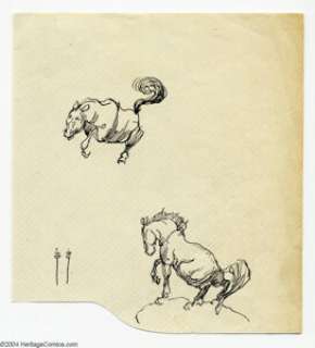 Frank Frazetta - Two Horse Studies Sketch Original Art (undated). Frazetta’s pen and ink horse studies are full of - | Heritage
