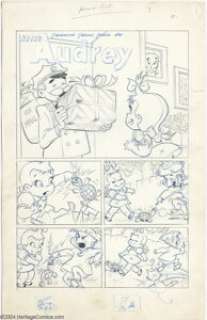 Howard Post - Little Audrey Unused Panel Page Original Art (circa 1950s). Howard Post‘s pencils are quite detailed -