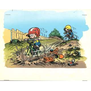 Verron Laurent Dit Verron (Né En 1962) | Boule et Bill Mise en couleur Bleu et film noir Dimensions : 18 x 23 cm. | HVMC