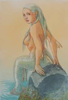 Tillier, Béatrice - Illustration aquarelle couleur - Sirène | Catawiki