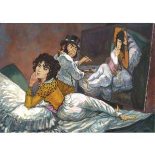 Smudja (Né En 1956). | Goya et Maya. Dessin couleur. Technique mixte. Crayon et peinture. Dimensions : 42 x 30 cm. Signé. | HVMC