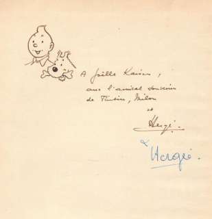 Lot #358 | Hergé. Dessin original dédicacé Tintin | BDEnchères