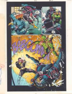 John Kalisz, Michael Bair, Rags Morales - jsa #27 p. 12 color guide art - black adam vs. Mister terrific - 2001