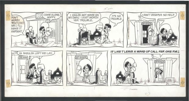 Tom Ryan | Large Sunday Tumbleweeds Strip By Tk Ryan - Tumbleweeds Must Carry Drunk Soppy Home Issue Tumbleweeds Sunday Page 1-28-1979 | Koch Comic Art