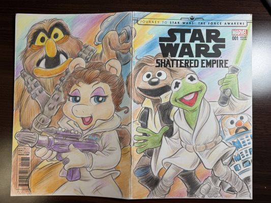 Guy Gilchrist | Muppets Star Wars Double Page Sketch Cover by Guy Gilchrist | Raremarq (Buy It Now)