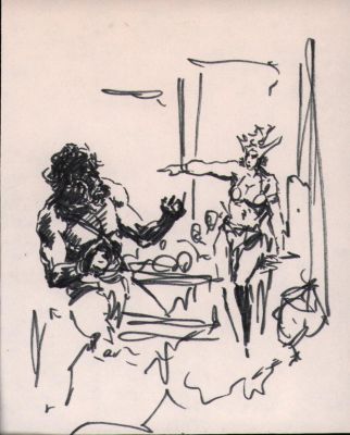 Roy Krenkel | Queen & Warrior Ink Sketch | Anthony’s Comic Book Art