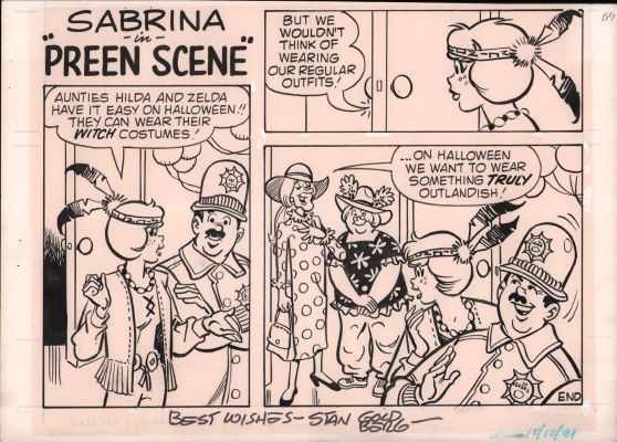 Stan Goldberg | Sabrina in ’Preen Scene’ Half Page Costume Party Gag Strip - Signed | Anthony’s Comic Book Art