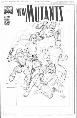 McLeod, Bob - New Mutants V2 #1 Cover Pencil Art, Team & Magik 2008 | Cool Lines Art