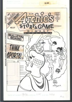 Stan Goldberg Rudy Lapick | Goldberg Cover - Archie "Thinks Sports" By Imagining Veronica And Betty Working Out Issue Archie’s Story And Game # 37 Page Cover | Koch Comic Art