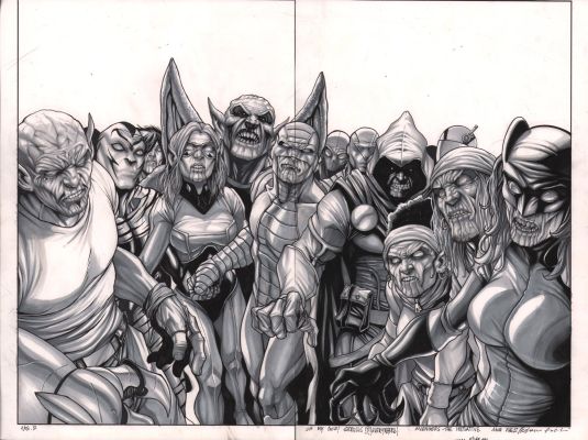 Stefano Caselli - Avengers: the Initiative #14 Pgs.21&22 Dps - Marvel Skrulls - Signed - 2008