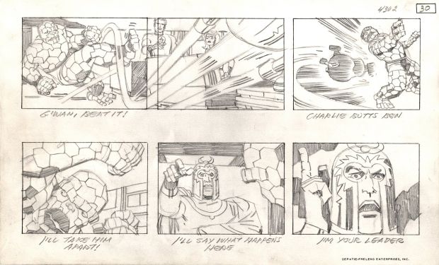 Jack Kirby | Fantastic Four ’The Menace of Magneto’ Animation Storyboard. Entire Ff Team Battles Magneto Here!) 1978 | Romitaman