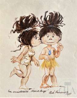 Hausman René/Saki et Zunie. Dessin original illustrant le… | Dagoty