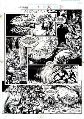 Joe Bennett, Tom Palmer | Conan #9 P 6 (Tom Palmer Inks! Conan & Madoc Throughout!) 1995 | Romitaman