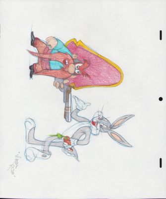 Virgil Ross | Looney Tunes Bugs Bunny & Yosemite Sam - Color Art Model Sheet Character Design - Signed | Anthony’s Comic Book Art