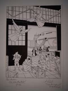 Rodier, Yves - Planche originale + mise en couleur et film noir, croquis , etc... - Un jour Ã  l’aéroport - Tintin - EO (1996) | Catawiki