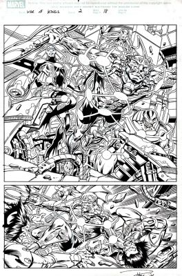 Paul Pelletier, Rick Magyar | War of Kings #2 P 18 Semi-Splash (Triton & the Inhumans Battle Wolverine Looking Guys!) 2009 | Romitaman