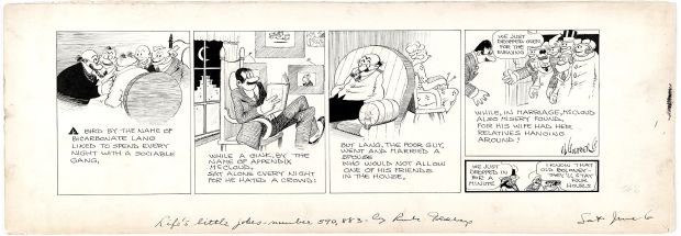 Rube Goldberg | Goldberg, Rube - Life’s Little Jokes Daily 6/6 1925 Entertaining At Home | Cool Lines Art